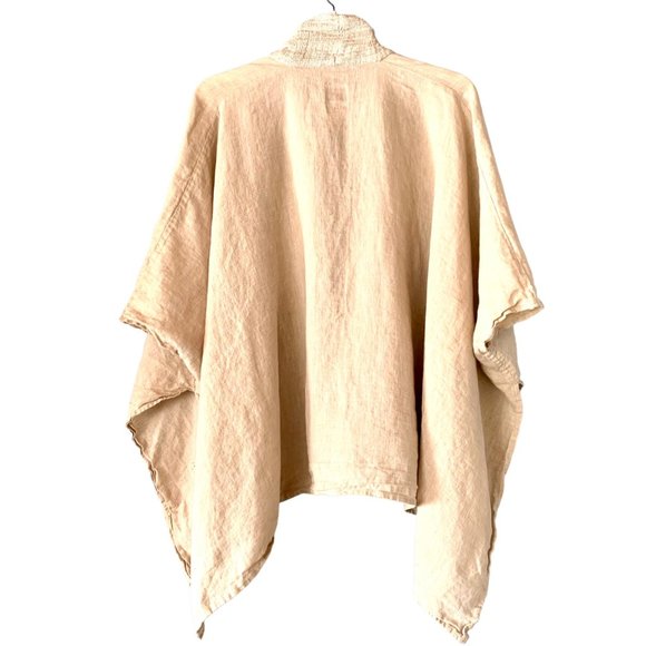 Kim Bernardin Linen Jacket One Size Paris Designer Textured Wrap Kimono Ecru - Picture 5 of 13